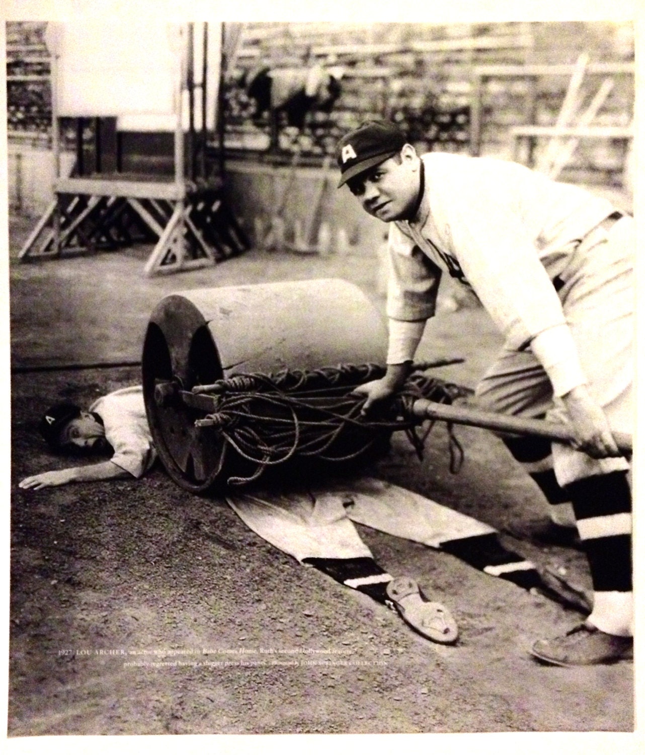 Babe Ruth funny steamroller photo - Yankees - Reproduction