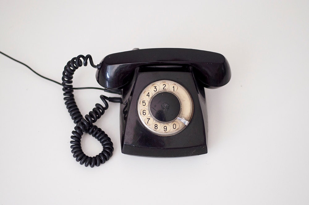 Vintage black soviet rotary phone