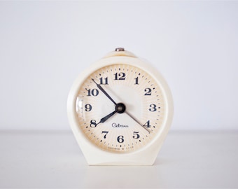 Vintage ivory mechanical alarm clock "Sevani" - working condition