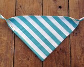 Organic Cotton Bandana Bib - Turquoise on Cream
