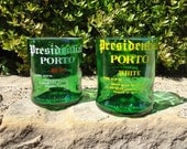 RARE Recycled Presidential Porto Rocks Glasses made from Ruby & White Port Wine bottles Set of 2