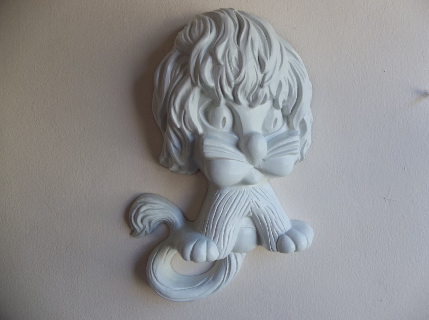 White Lion, Shaggy Hair, Kitsch, Home Decor, Garden Decor, Retro, Nursery, Upcycled