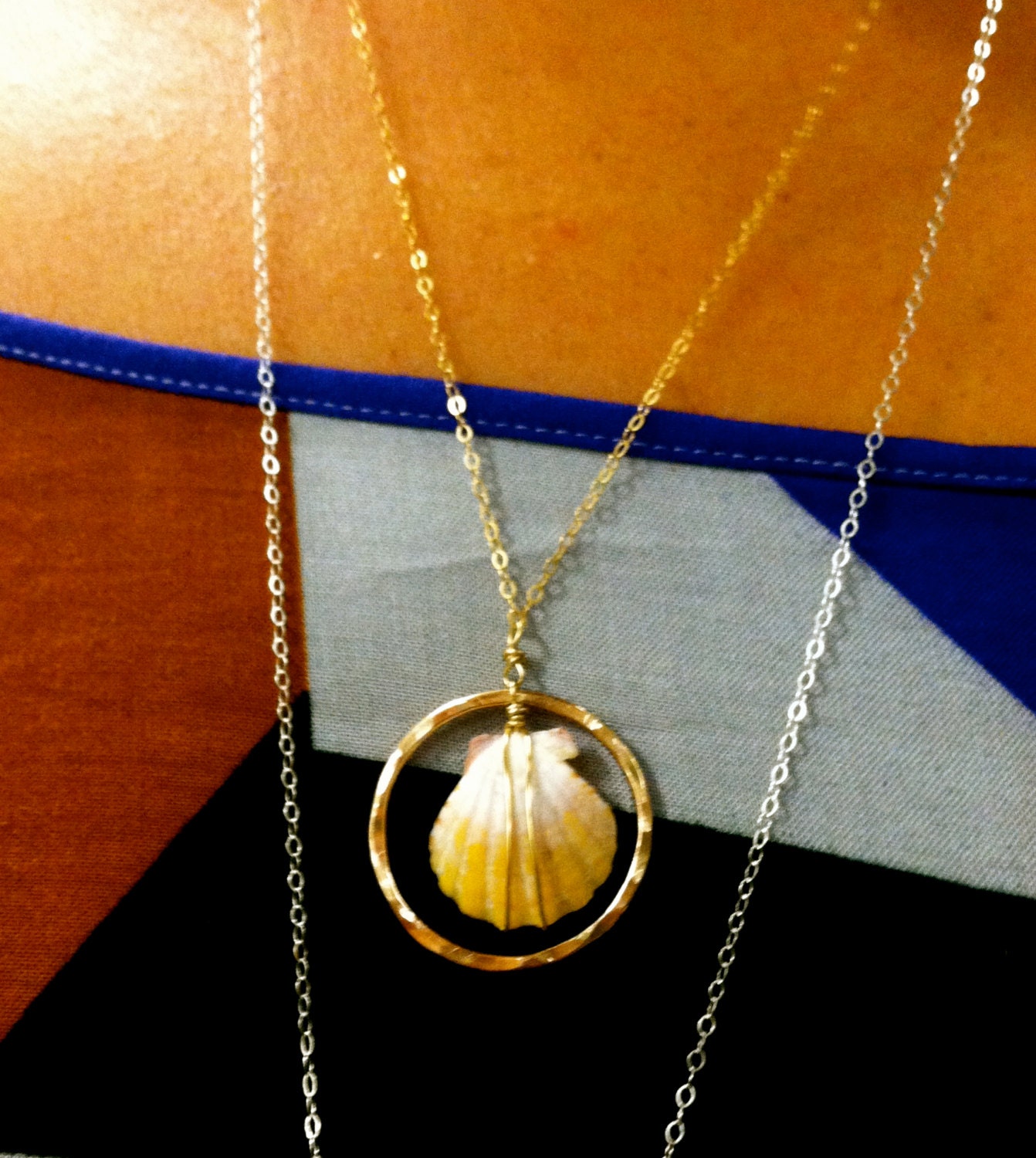 Lei Pukana La- Sunrise shell necklace on 14k gold fill or sterling silver with pearl, coral, sea urchin adornment