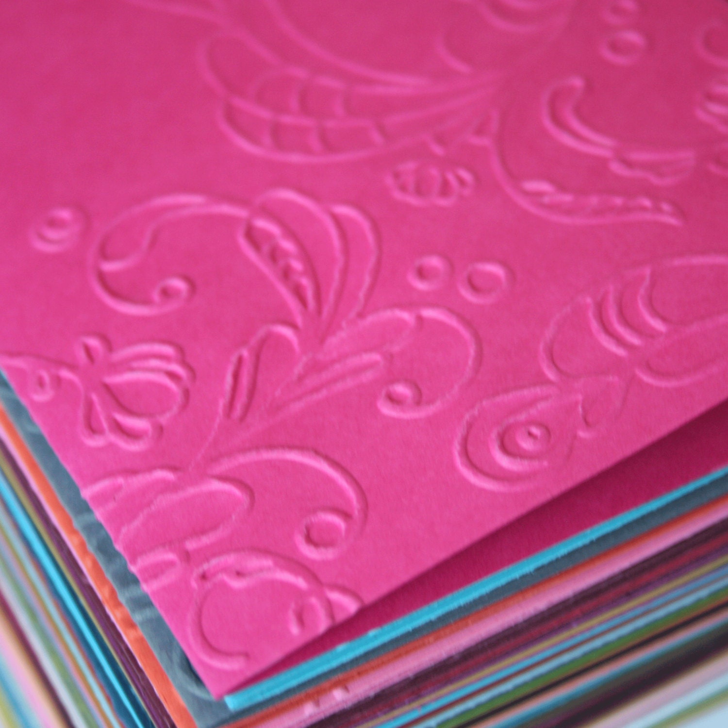 10 Blank embossed cards  - 50 color choices