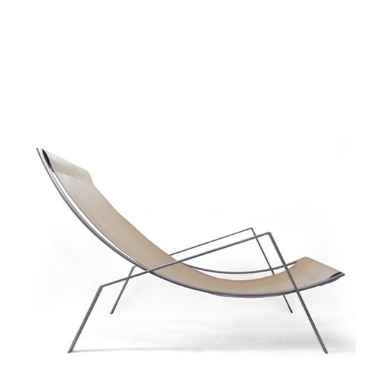 Noonan - contemporary leather and steel lounge chair.