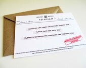 PRINTABLE 5" x 7" Homefront 1940s Telegram, Wedding Save The Date template