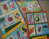 Colorful Mexican/Guatemalan Bingo/Loteria - 4 Variety Set of Handmade Blank Note Cards
