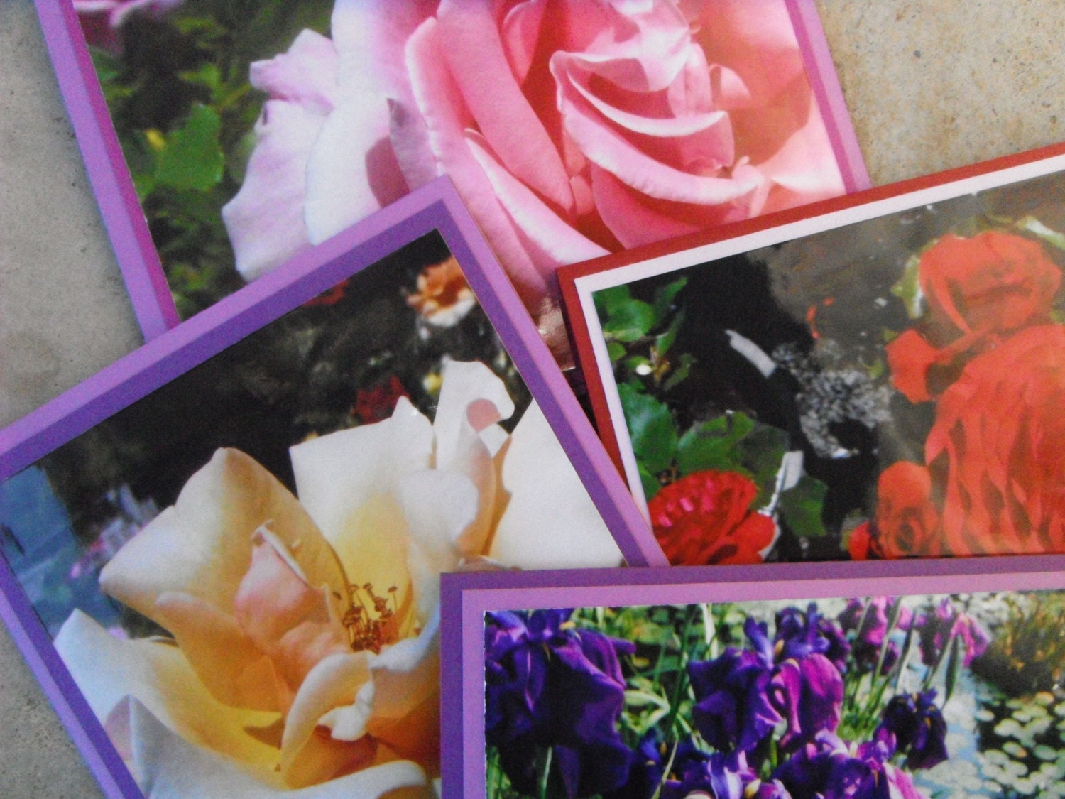 Vibrant Spring Flowers Iris Roses Mother's Day Note Cards