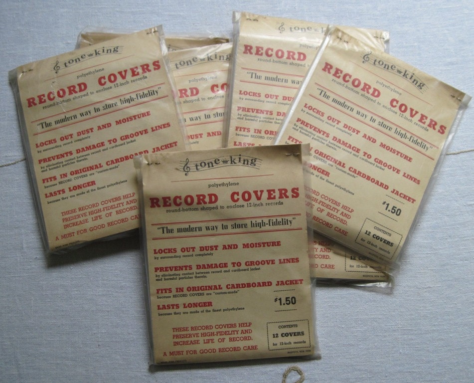 Vintage Tone King Inner Vinyl LP Record Covers Sleeves - 7 Packages Never Opened 1960s