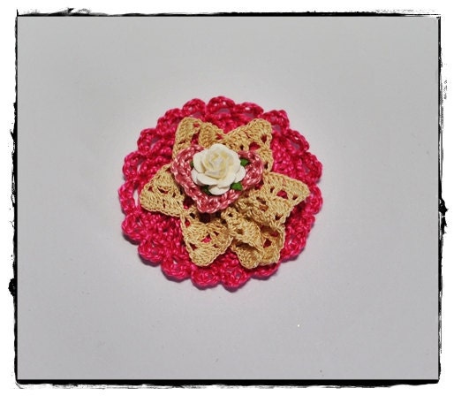 Pink  crochet heart embellishment