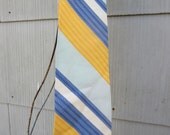 70s Striped Tie by Superba in Blue and Yellow // Vintage Tie