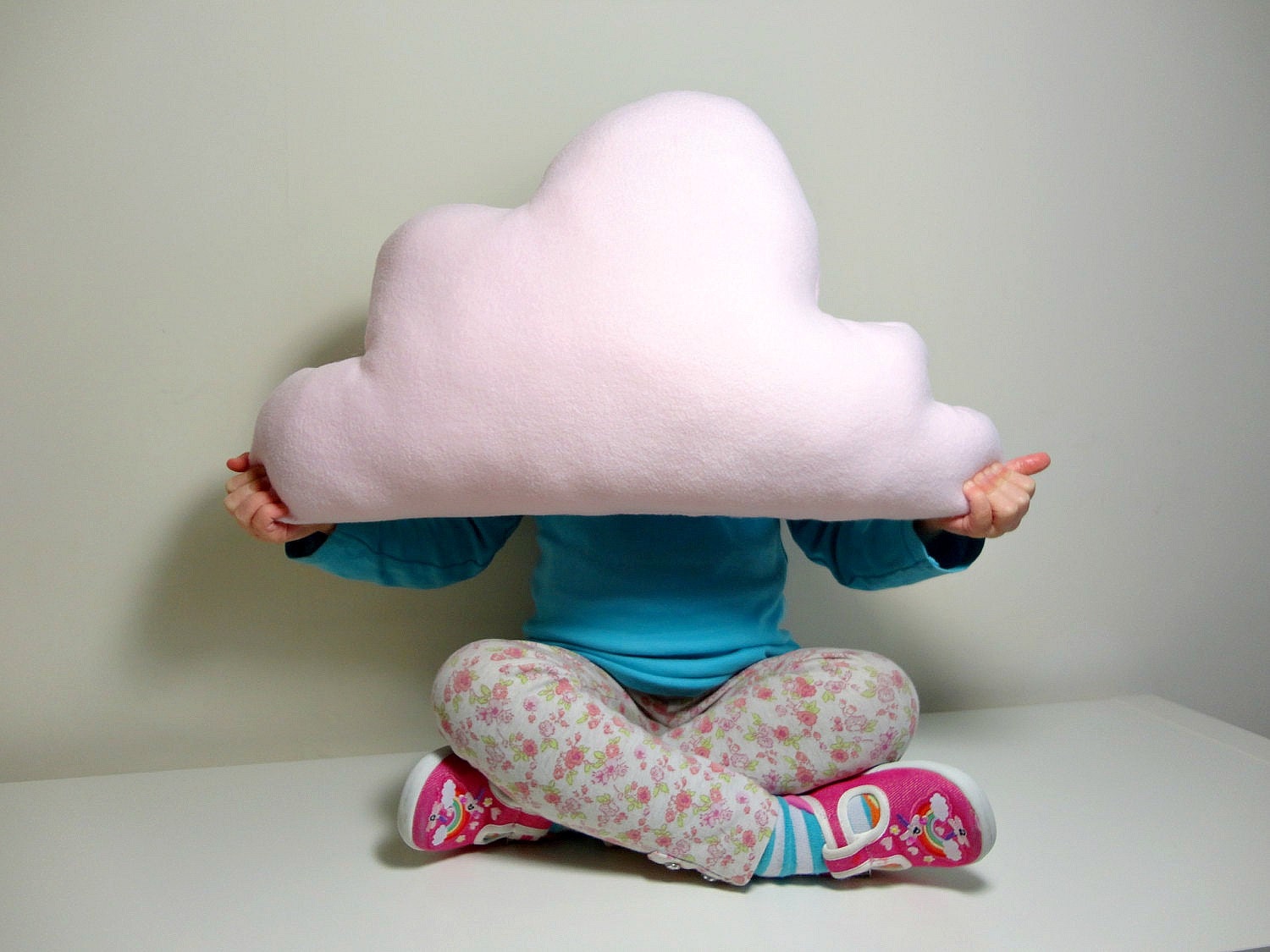 CLOUD PILLOW Cushion in Baby Light Pastel Pink Lovely Soft Fleece - baby nursery, childrens room or home decoration