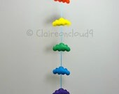 MULTICOLOR Rainbow CLOUDS MOBILE Garland Wall Hanging Baby Nursery Kids Bedroom Home Decoration