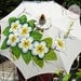 Beautiful handmade and hand painted parasol with wooden and bamboo frame.