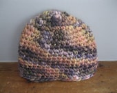 Unique Handmade Crochet Womens Beanie - Multi Color Winter Hat - Handspun and Handdyed Merino