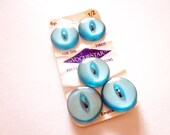 5 Vintage 1960s Turquoise Pearly Fish Eye Buttons