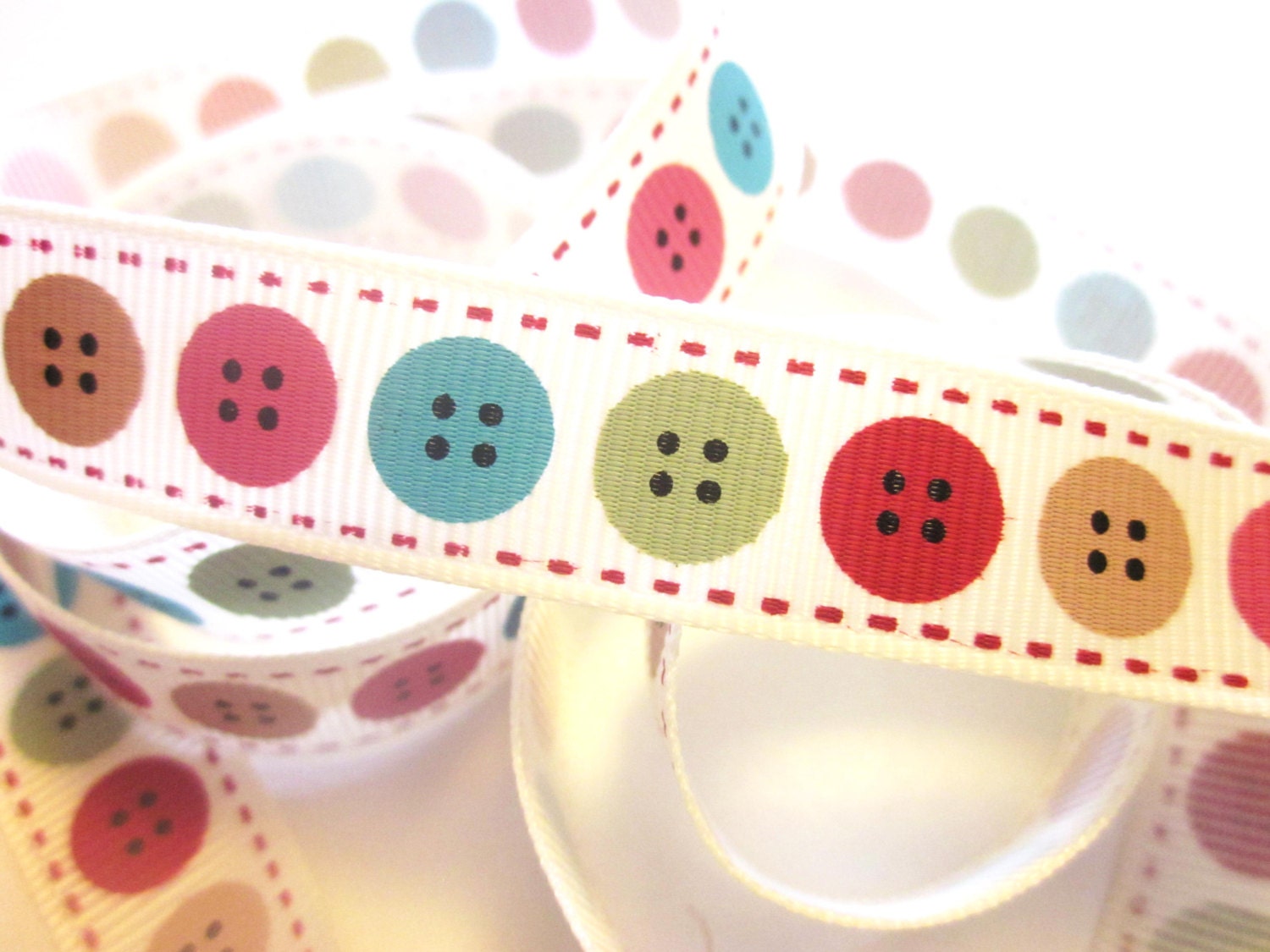 Bright Buttons Grosgrain Ribbon 16mm Wide x 1 Metre