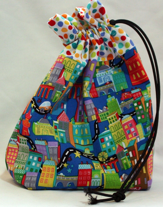 Cityscape sock project bag