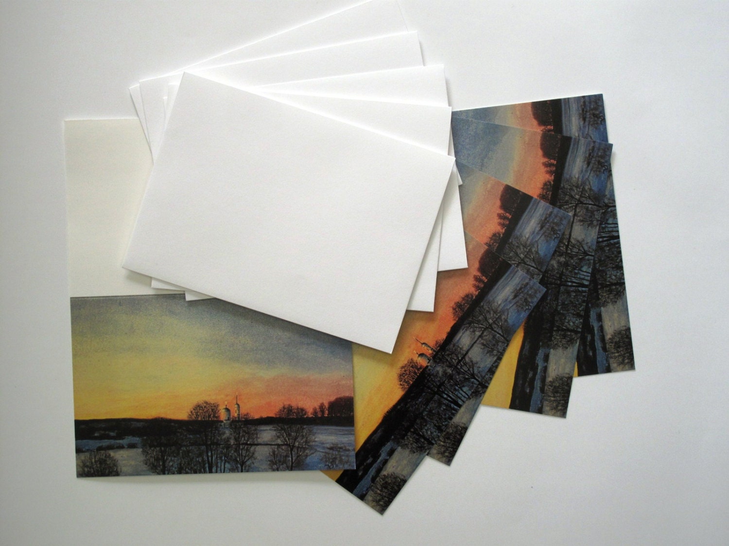 Set of 5 blank cards "Sunrise. Russia" (5x7)