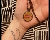 Hand-Embroidered Wood Fuck Necklace