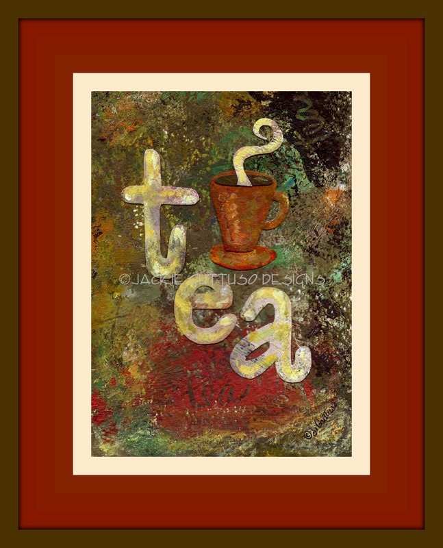 Tea art collage, Original, Tea wall art, Tea cup art, Kitchen art, Kitchen collage, Original kitchen art, Affordable original art