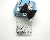 Handmade hard case for iPhone 4 & 4S: Bling cute black bow with crystals (custom are welcome)