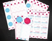 DIY Printable Weekly Planner, 2013 Calendar, To Do List, Shopping List - Hot pink & Blue Polka Dot