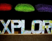 box letter - paper mache - vintage - customize - maps - 3D letters - travel lovers - giveaways - room decor - birthday - gifts