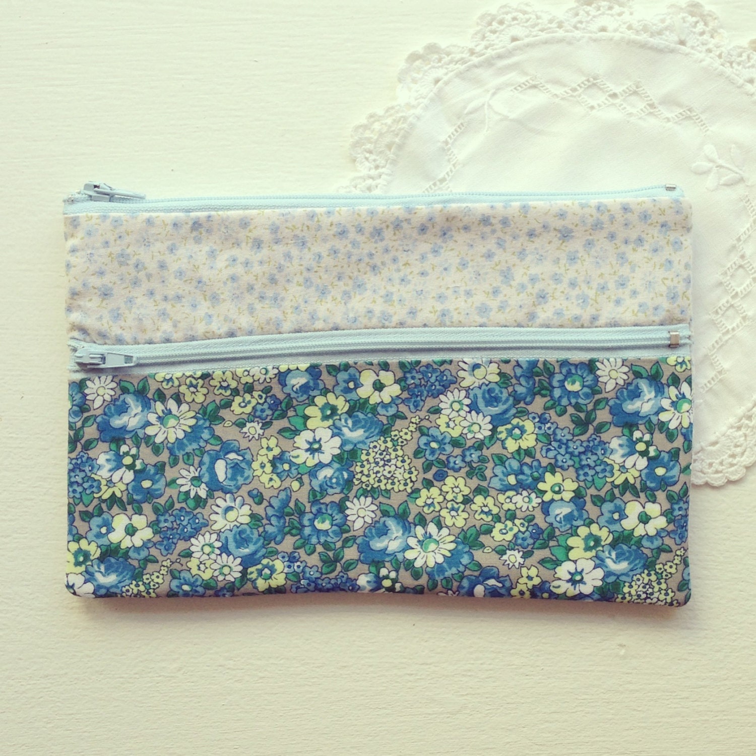 Vintage Blue and Floral Purse
