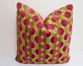 Raspberry Lime Green Velvet -  Decorative Pillow Cover- Cotton Velvet-  Modern Velvet Throw- Sofa Throw - 20" x 20"in