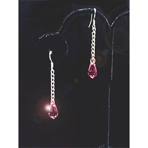 Swarovski Elements Pink Crystal Drop Earrings