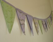 Fabric Wedding Bunting - Fabric Pennant Banner - Mint and Purple Fabric Banner