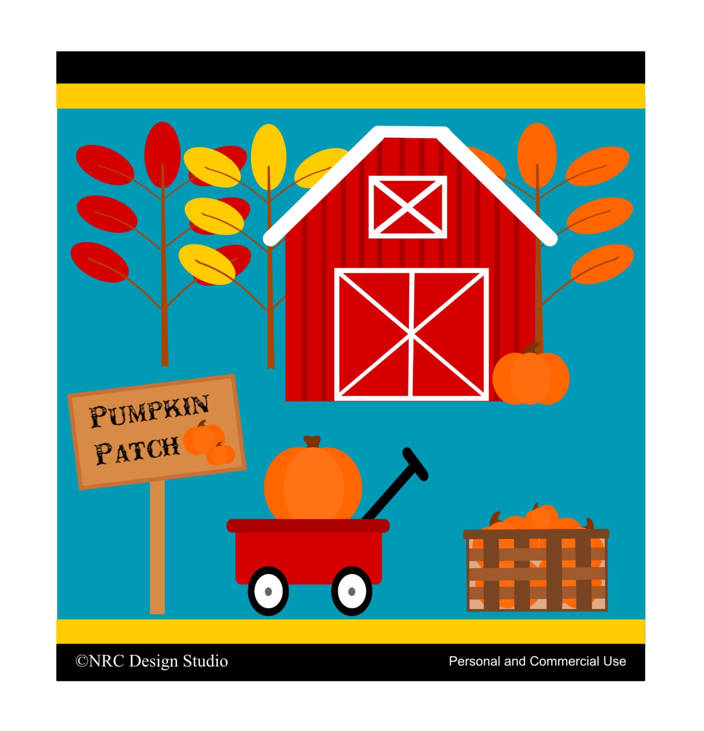 Pumpkin Farm Patch Clip Art Graphics - Digital Clipart Commercial Use - Instant Download Il_570xn