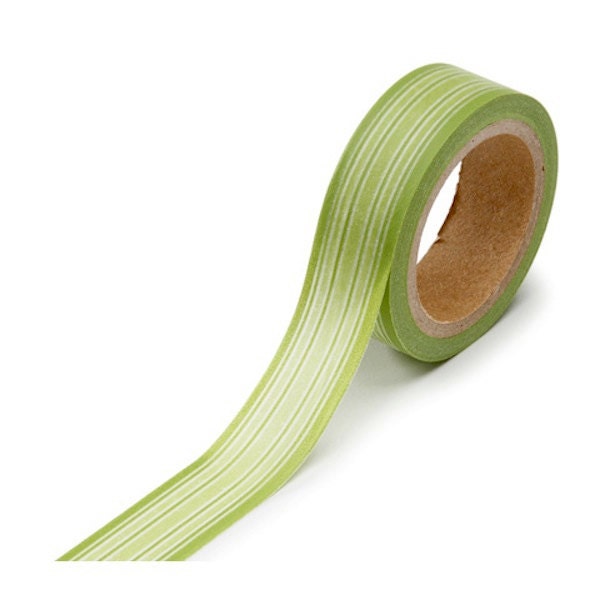Green Horizontal Ribbon Stripe Japanese Washi Tape - Decorative Adhesive Tape - Scrapbooking Paper Craft Party Supplies Il_570xn