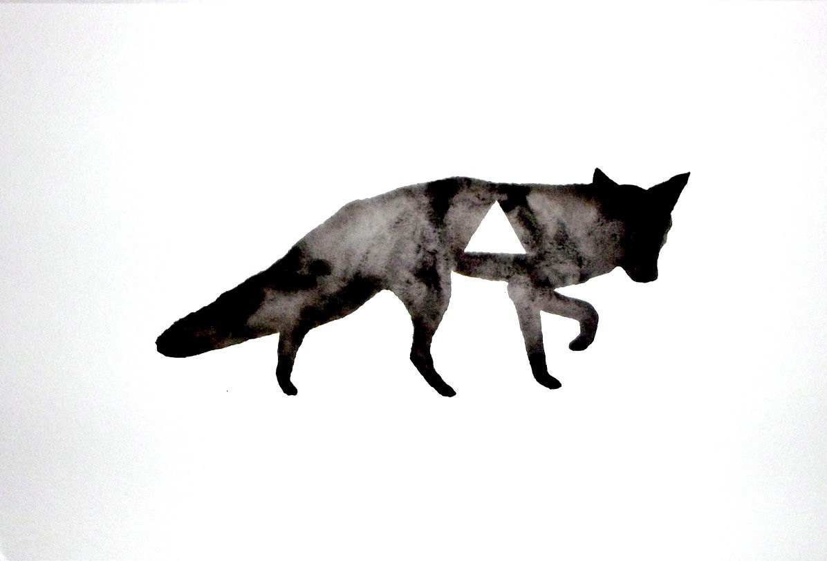 Geometric Fox - Original Watercolor - GeometricInk