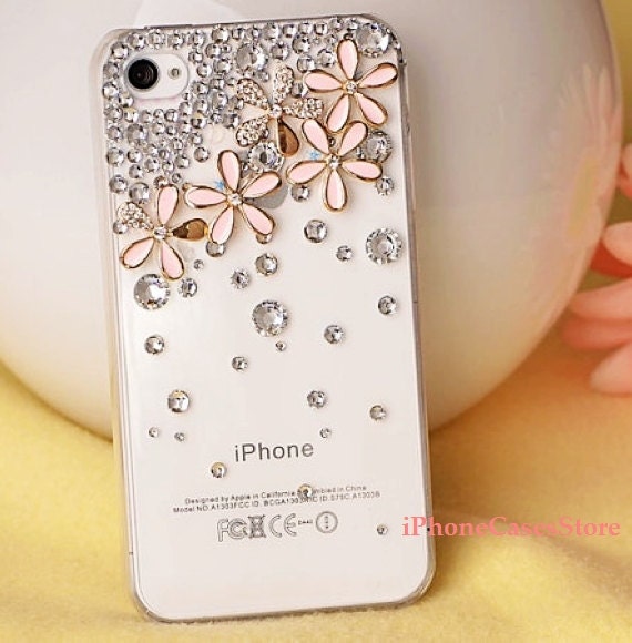 iphone 5 case, handmade iphone 5 cases, iphone 5 cover skin iphone 4 case flowers crystal iphone 4s cases bling iPhone 4 cover case