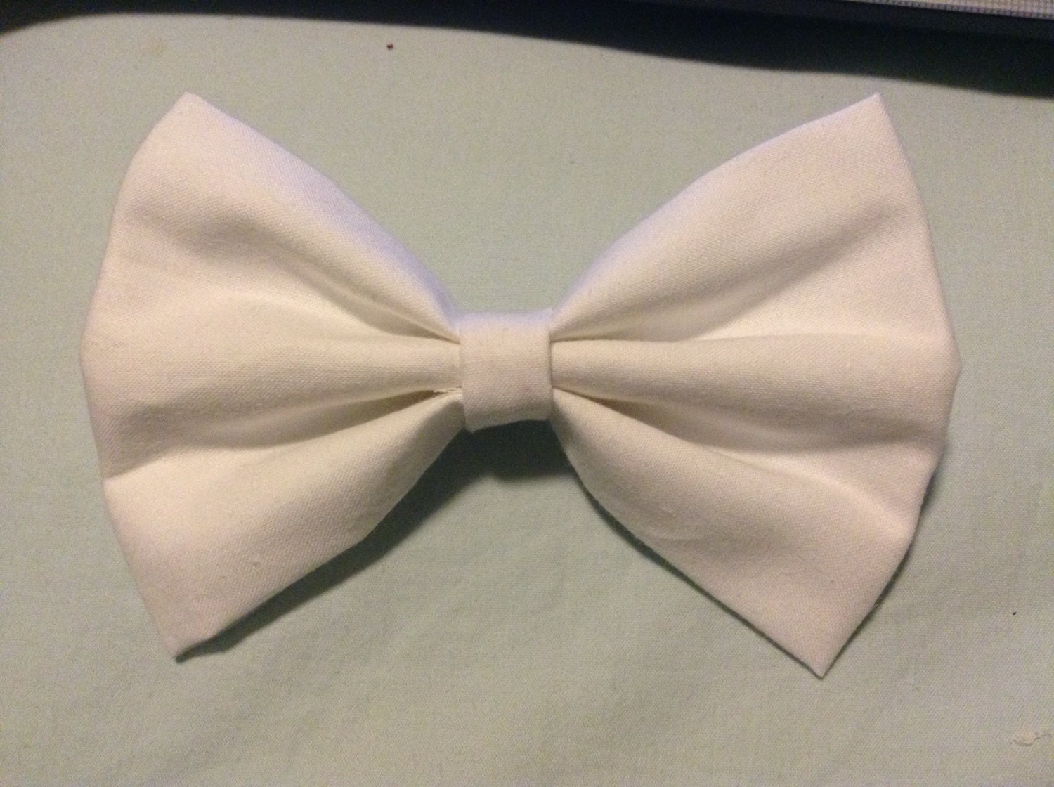 White Hair Bow with French Barrette Clip