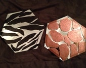 Set Of 2 Animal Print Mirrored Hexagon Stands African Decorating Ideas