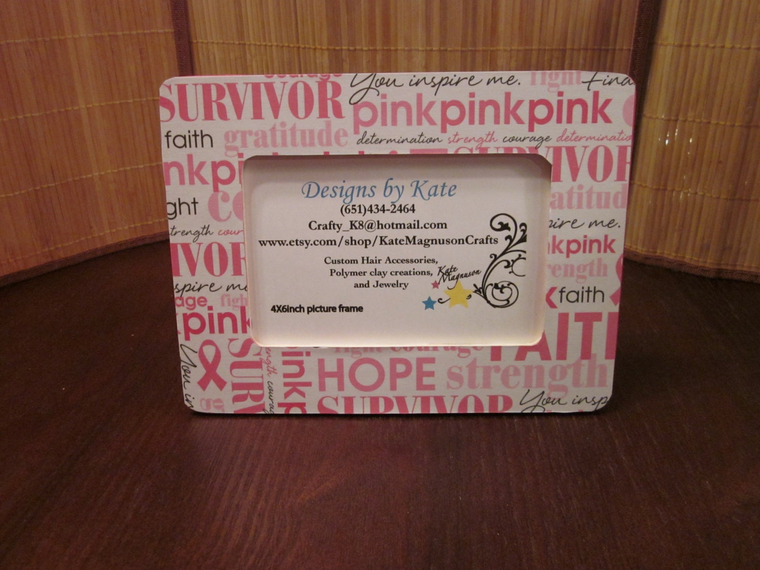 Handmade breast cancer survivor frame