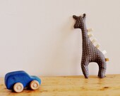 Jolly giraffe taggy tag animal baby toy with blue patteren and natural cream