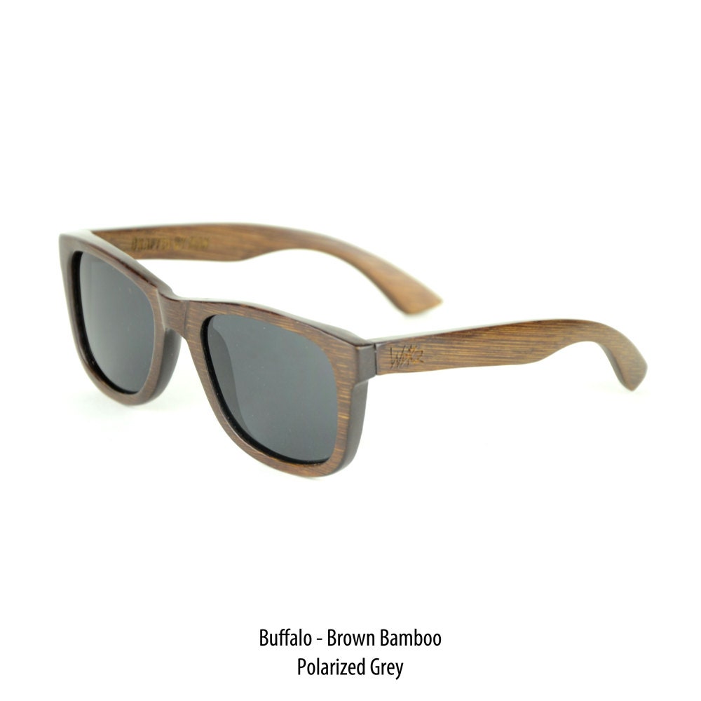 WoodRoze Wooden Sunglasses // Brown Bamboo // Polarized Grey Lens // Buffalo