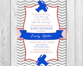 Airplane Baby Shower Invitation - Chevron Stripes - DIY - Printable Il_170x135