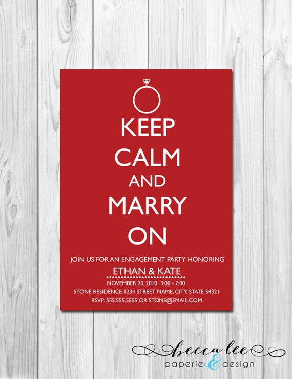 Engagement Party Invitation - Keep Calm and Marry On - DIY - Printable Il_570xn