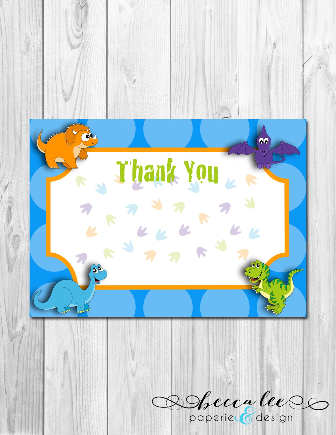 Dinosaur Thank You Note - DIY - Printable Il_570xn