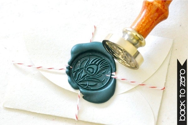 Peacock Feather Gold Plated Wax Seal Stamp x 1