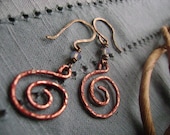 Rust - Copper Spiral Patina-ed Earrings - Rustic Jewelry - Boho - Southwestern - Ethnic -