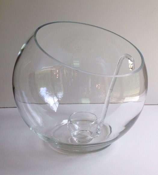 Modern Clear Glass Vintage Punch Bowl and Glasses