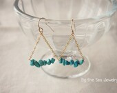 Turquoise Earrings  chandelier triangle earrings-14k gold filled