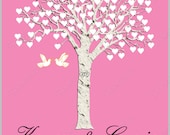 Personalized Wedding Tree Print with Hearts & Love Birds