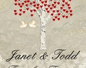 Personalized Wedding Tree with Hearts Print Engagement Gift Idea 8 x 10